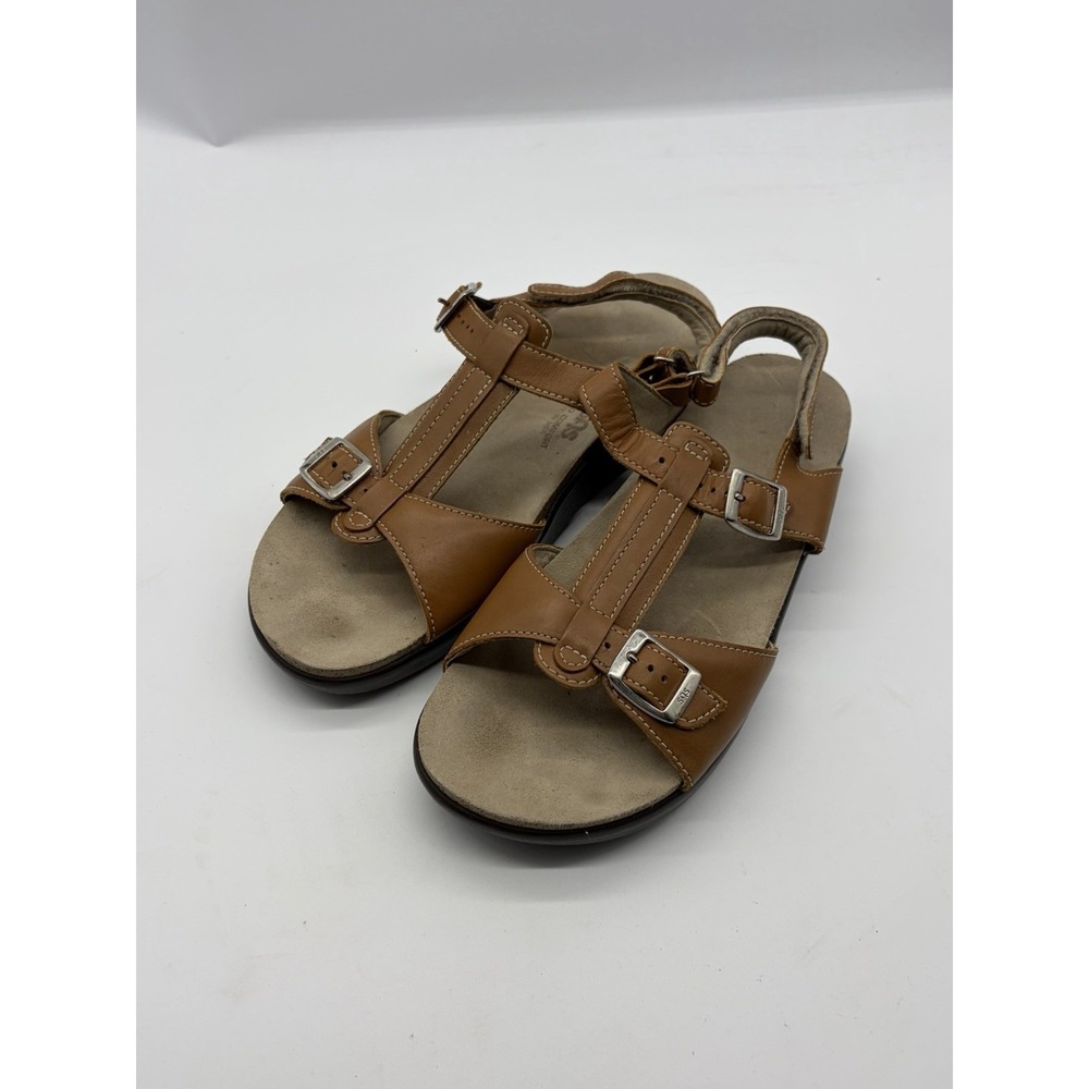 SAS Captiva Tripad Comfort Women's 11 M Tan Leather T-Strap Ankle Strap Sandals